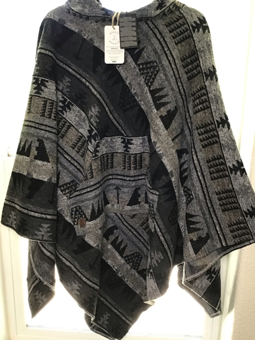 Women’s Gray Black Poncho
